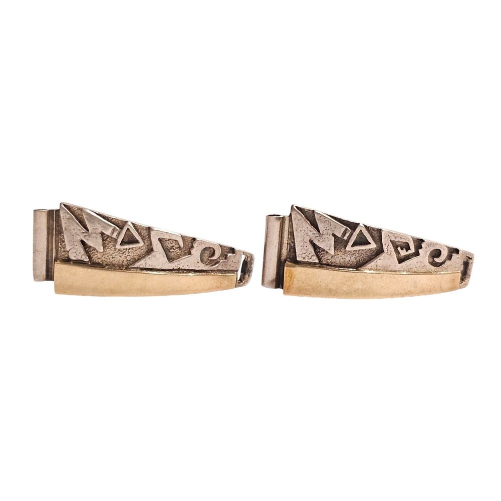 Collectible Navajo 14K & Sterling Silver Watch Tips by Ervin Hoskie